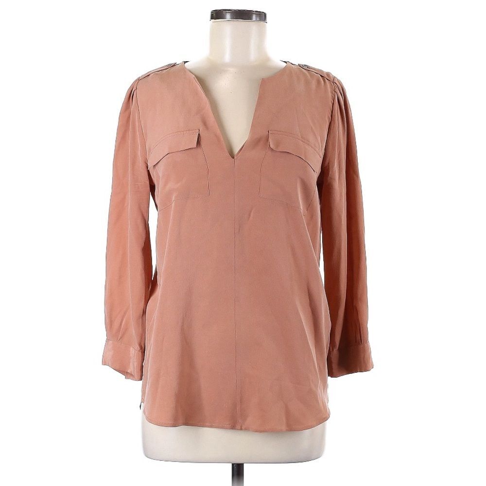 Joie Marlo Savory Silk Blouse Long Sleeve Dusty Rose/Salmon Pink Size Small EUC